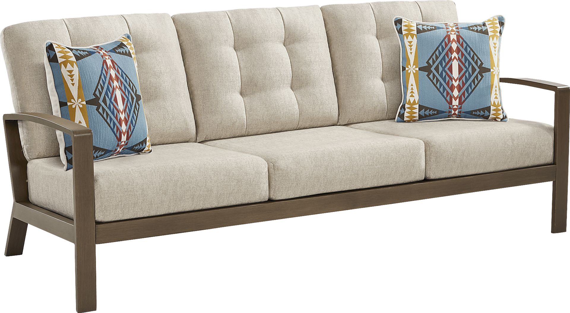 Torio Brown Outdoor Sofa with Malt Cushions - Image 2