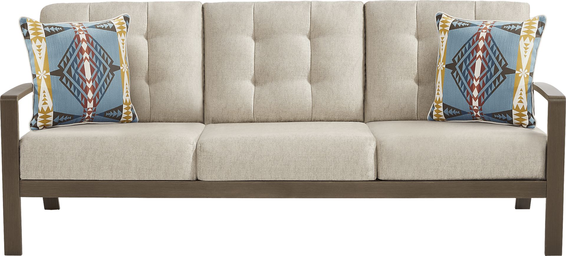 Torio Brown Outdoor Sofa with Malt Cushions - Image 1