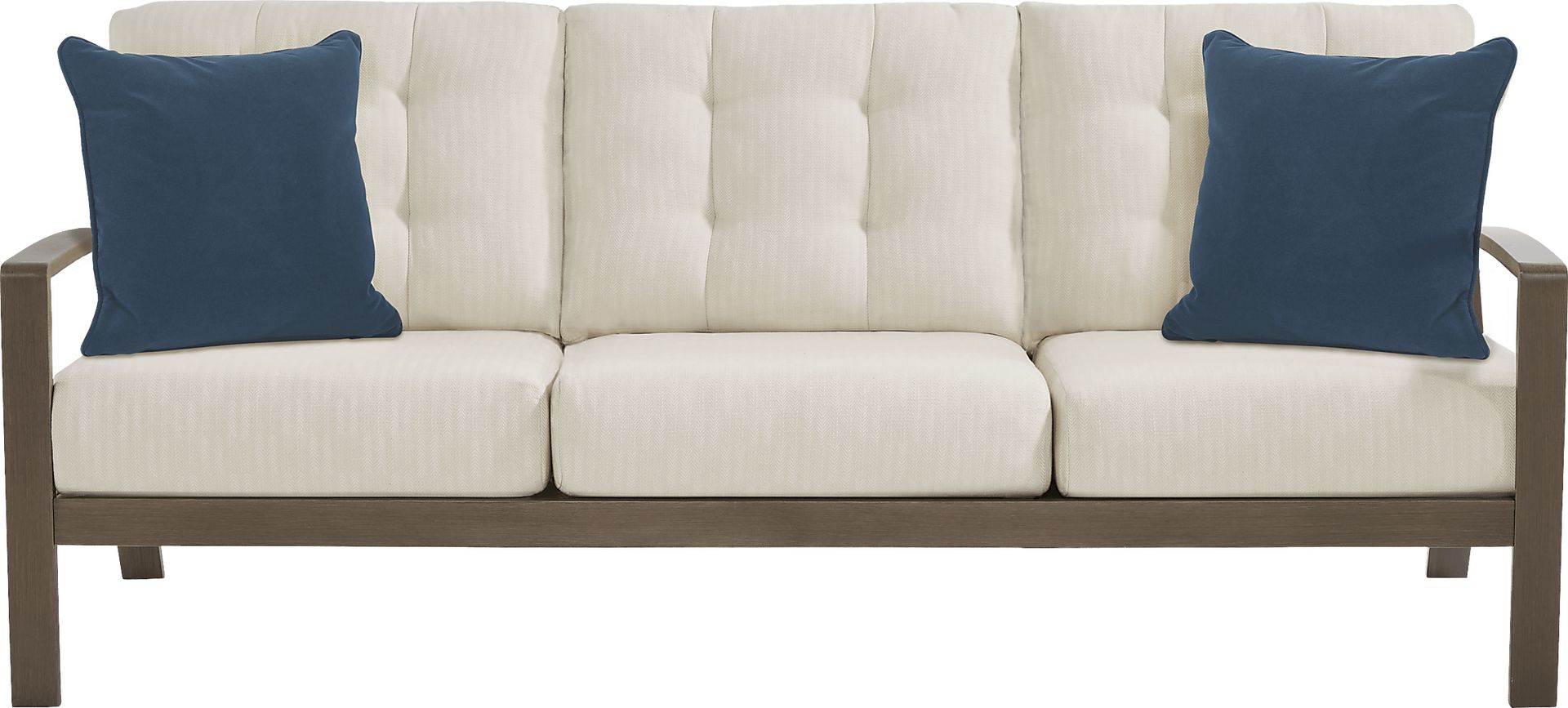 Torio Brown Outdoor Sofa with Oatmeal Cushions - Image 1