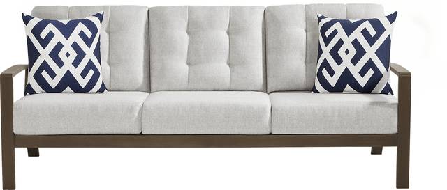 Torio Brown Outdoor Sofa with Silk-Colored Cushions - Thumbnail - Image 1