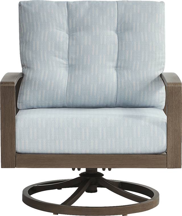 Torio Brown Outdoor Swivel Club Chair with Lake Cushions - Thumbnail - Image 2