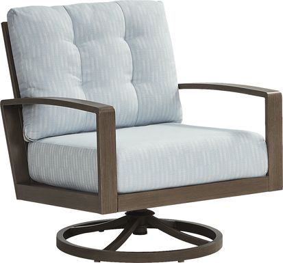 Torio Brown Outdoor Swivel Club Chair with Lake Cushions
