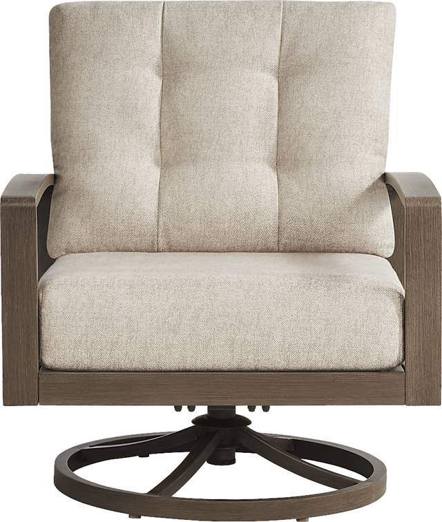 Torio Brown Outdoor Swivel Club Chair with Malt Cushions - Thumbnail - Image 2