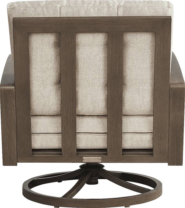 Torio Brown Outdoor Swivel Club Chair with Malt Cushions - Thumbnail - Image 3