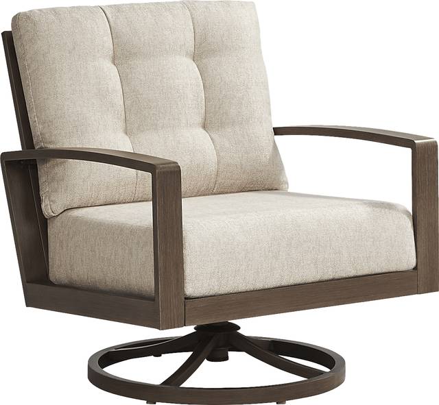 Torio Brown Outdoor Swivel Club Chair with Malt Cushions - Thumbnail - Image 1