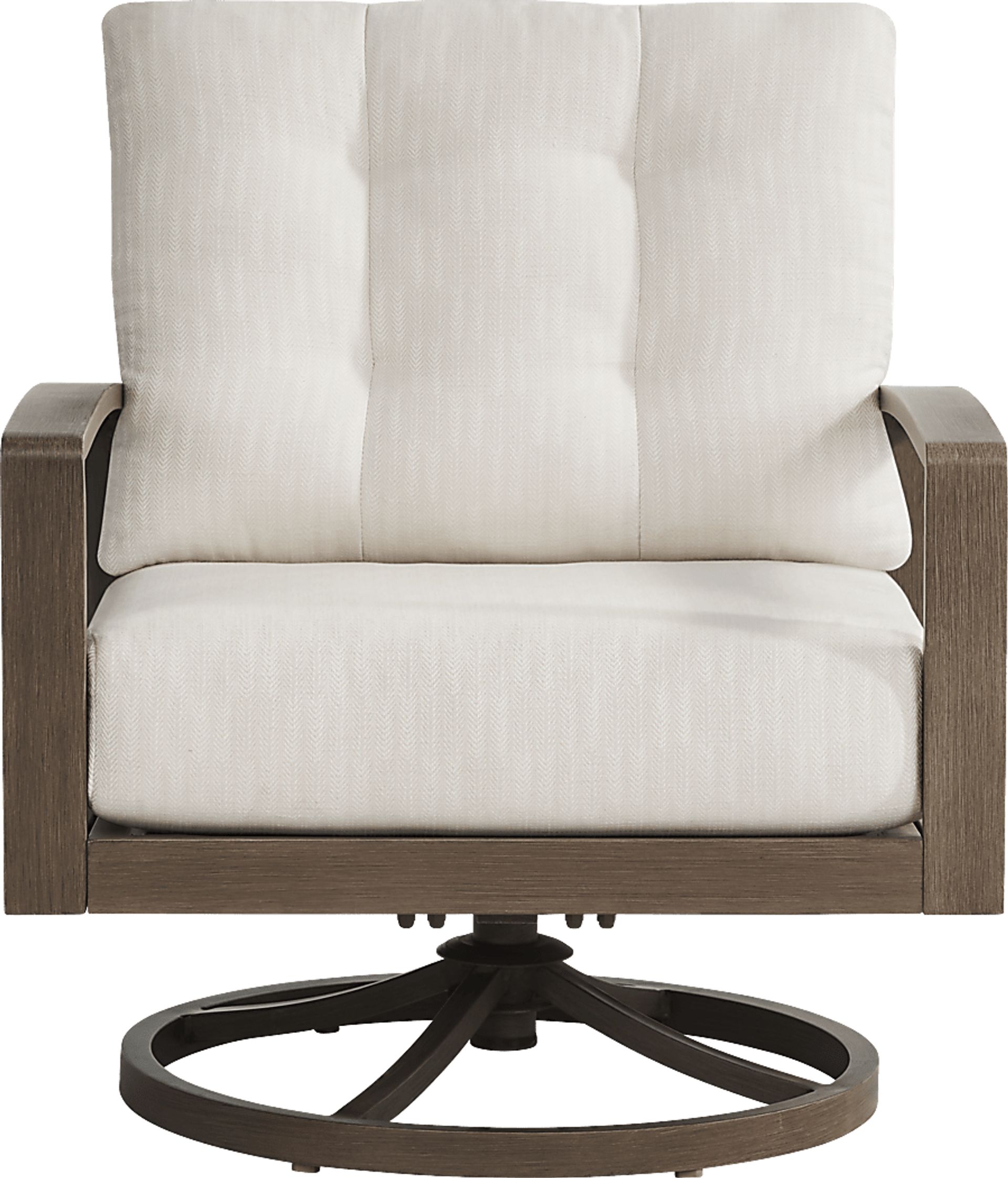 Torio Brown Outdoor Swivel Club Chair with Oatmeal Cushions - Image 2