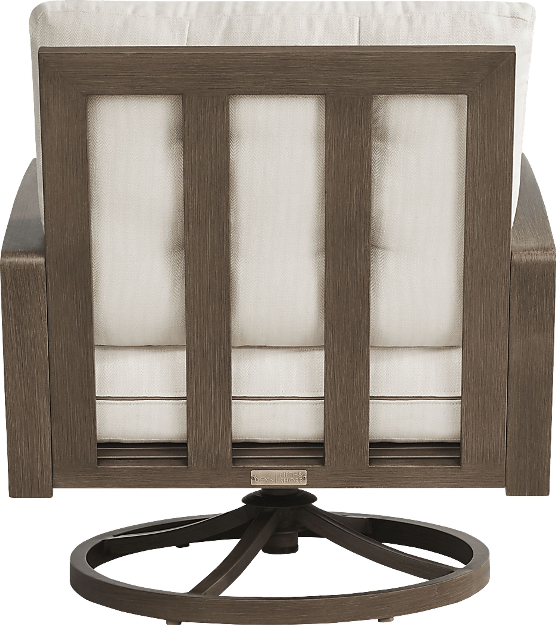 Torio Brown Outdoor Swivel Club Chair with Oatmeal Cushions - Image 3