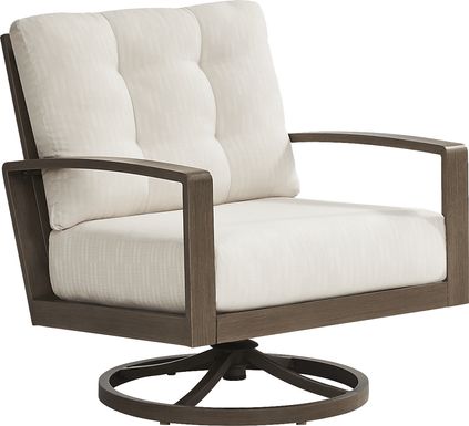 Torio Brown Outdoor Swivel Club Chair with Oatmeal Cushions