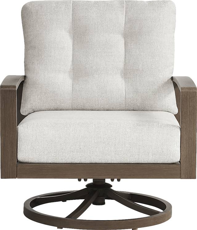 Torio Brown Outdoor Swivel Club Chair with Silk-Colored Cushions - Thumbnail - Image 2