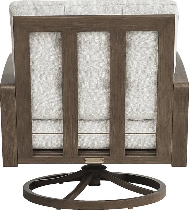 Torio Brown Outdoor Swivel Club Chair with Silk-Colored Cushions - Thumbnail - Image 3