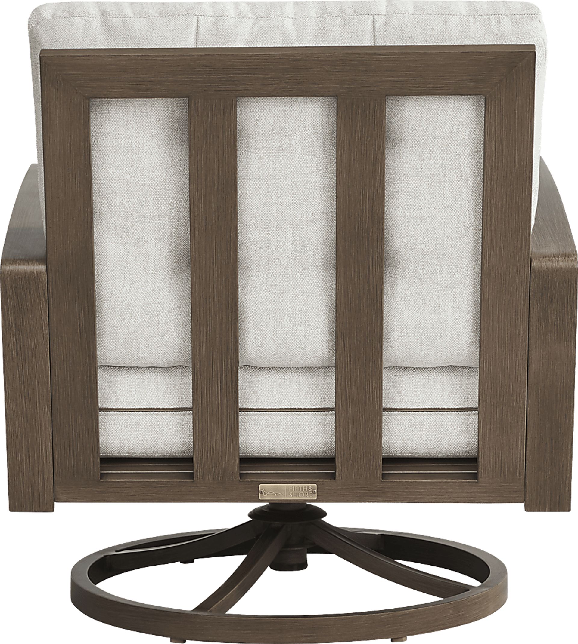 Torio Brown Outdoor Swivel Club Chair with Silk-Colored Cushions - Image 3