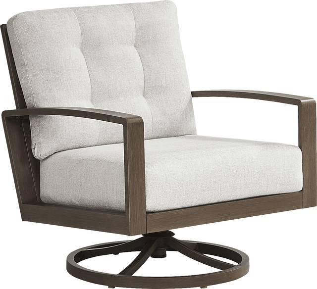 Torio Brown Outdoor Swivel Club Chair with Silk-Colored Cushions - Thumbnail - Image 1