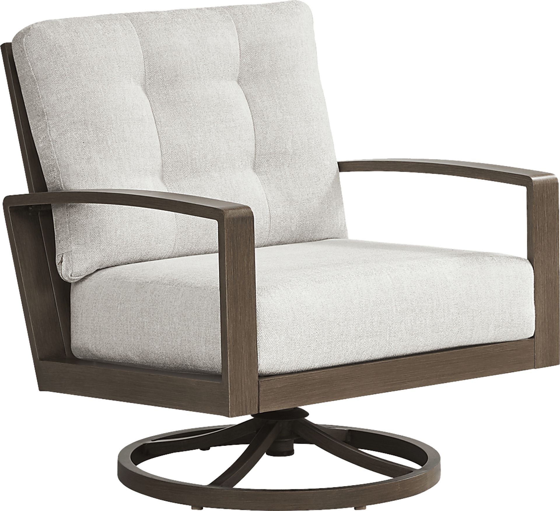 Torio Brown Outdoor Swivel Club Chair with Silk-Colored Cushions - Image 1
