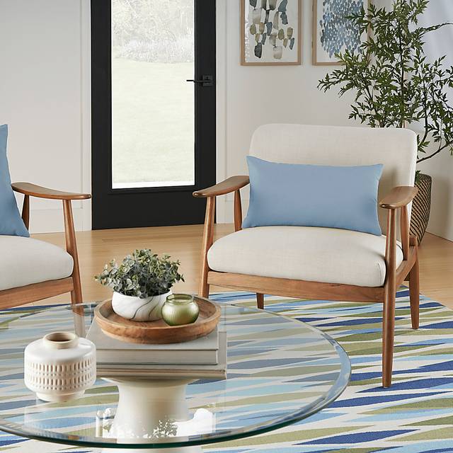 Torlana Light Blue Indoor/Outdoor Lumbar Pillow - Thumbnail - Image 2