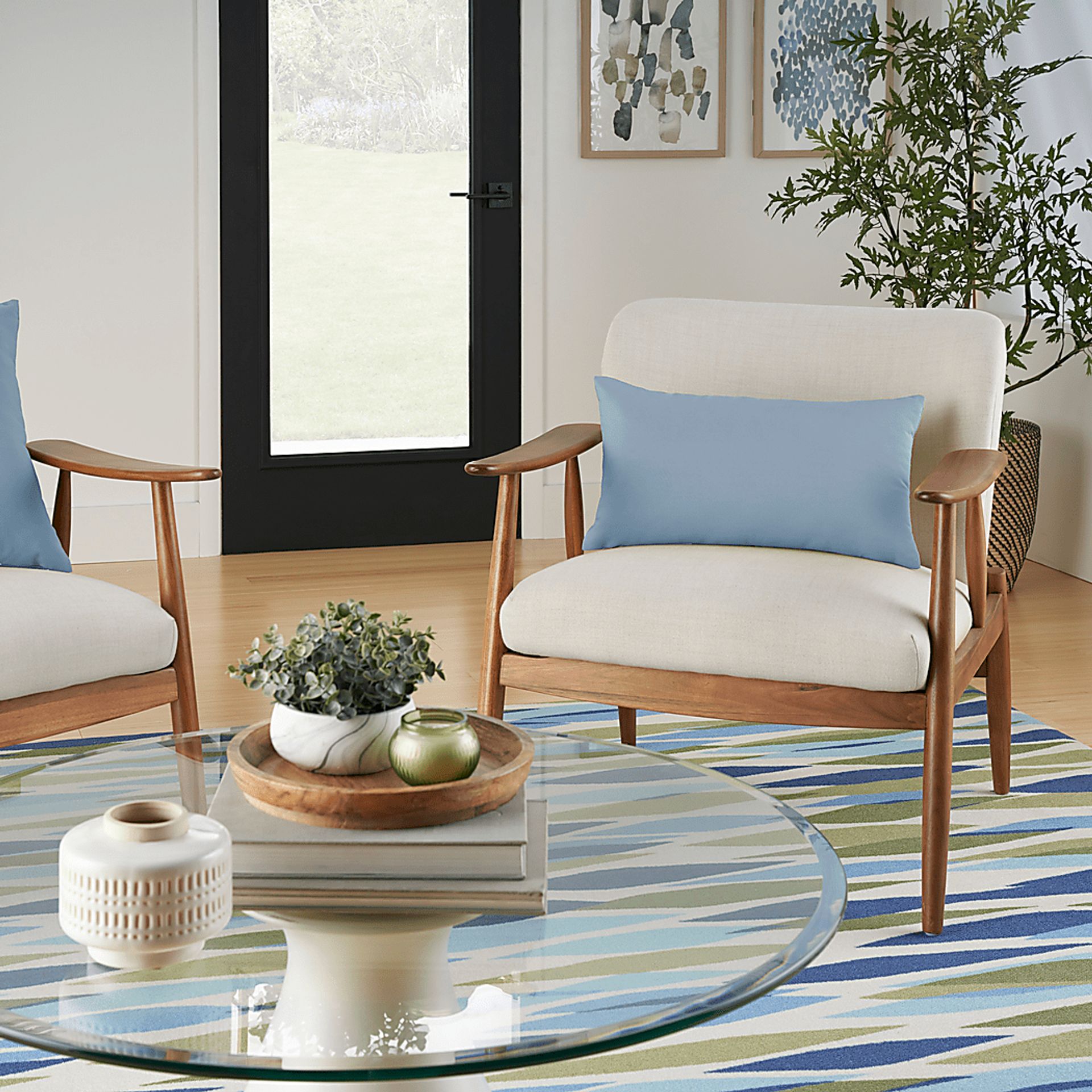 Torlana Light Blue Indoor/Outdoor Lumbar Pillow - Image 2