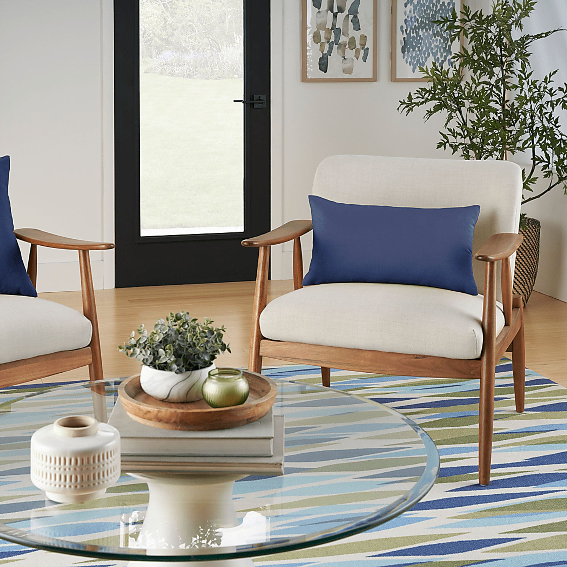 Torlana Navy Indoor/Outdoor Lumbar Pillow - Image 2