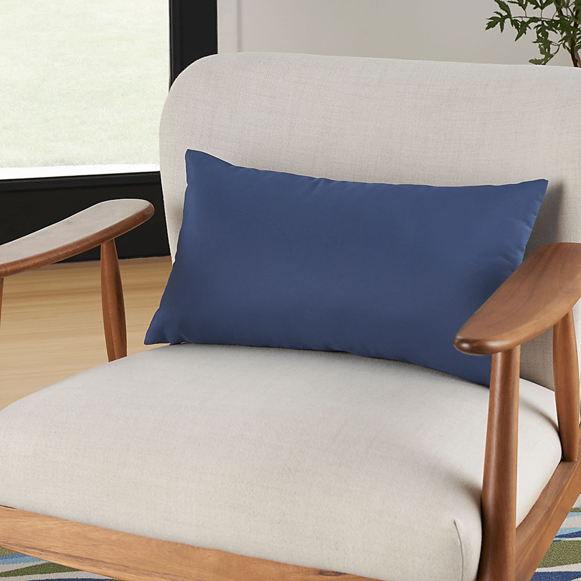 Torlana Navy Indoor/Outdoor Lumbar Pillow - Image 4