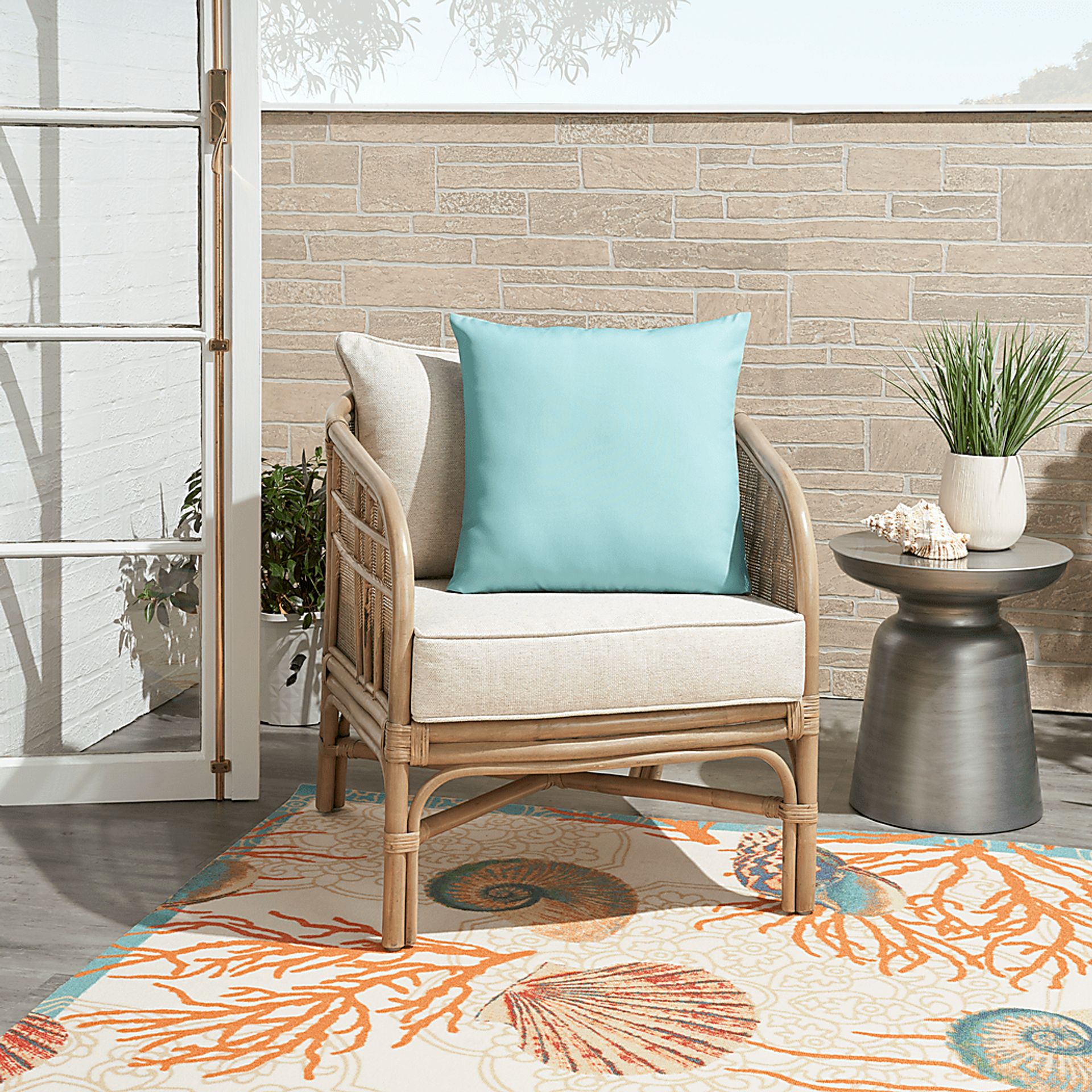 Torlana Turquoise Indoor/Outdoor Accent Pillow - Image 3
