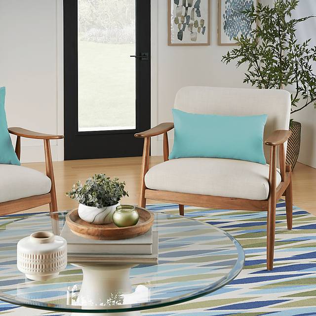Torlana Turquoise Indoor/Outdoor Lumbar Pillow - Thumbnail - Image 2