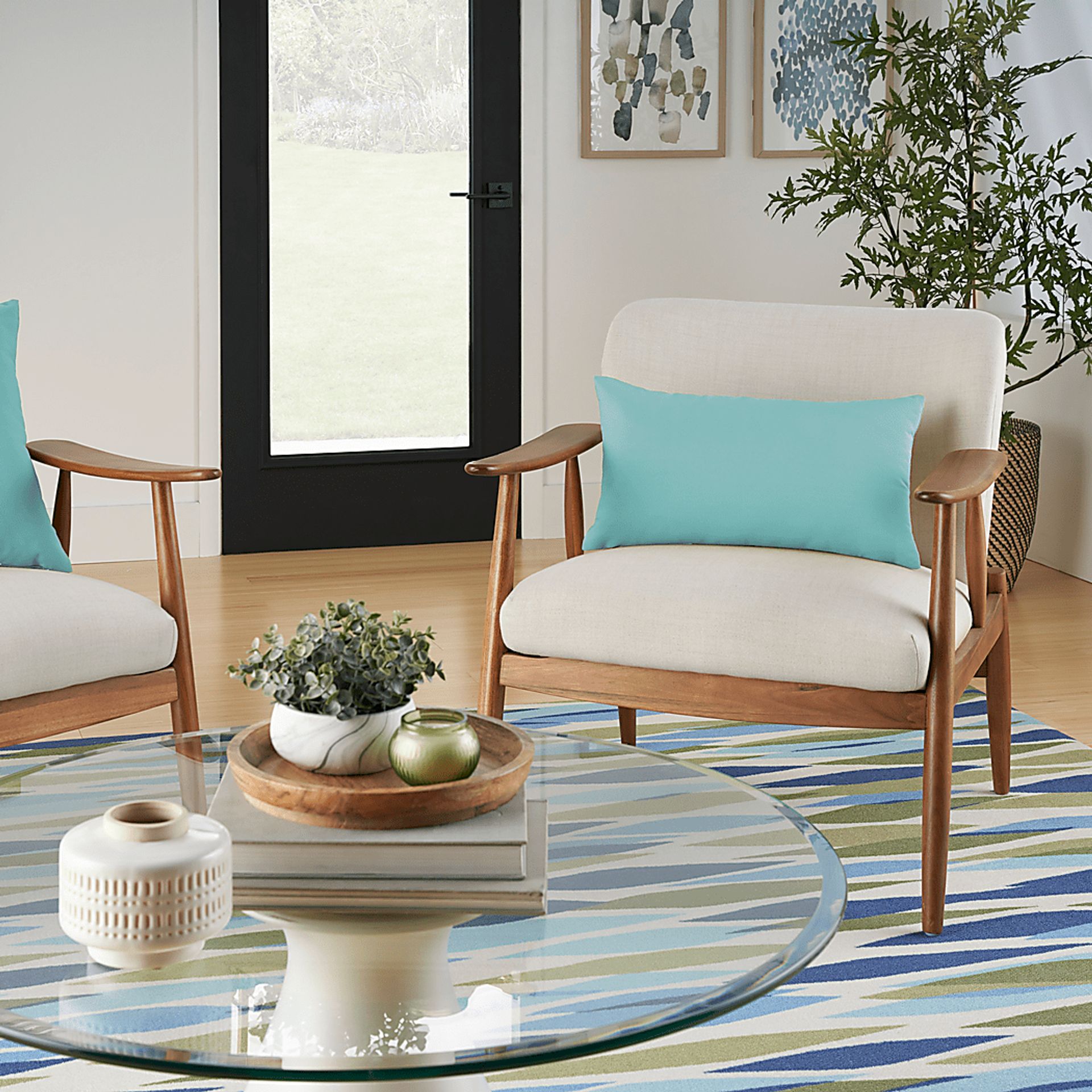 Torlana Turquoise Indoor/Outdoor Lumbar Pillow - Image 2