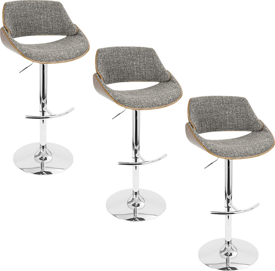 Torlina Gray Adjustable Swivel Barstool, Set of 3