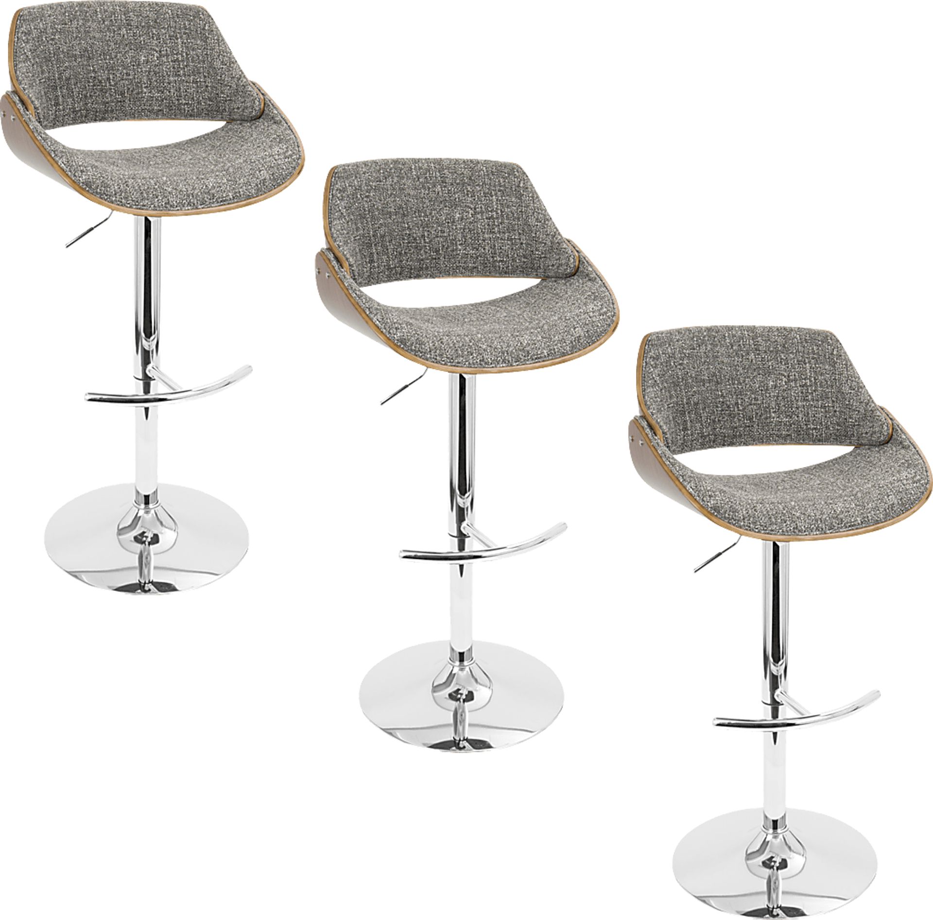 Torlina Gray Adjustable Swivel Barstool, Set of 3 - Image 1