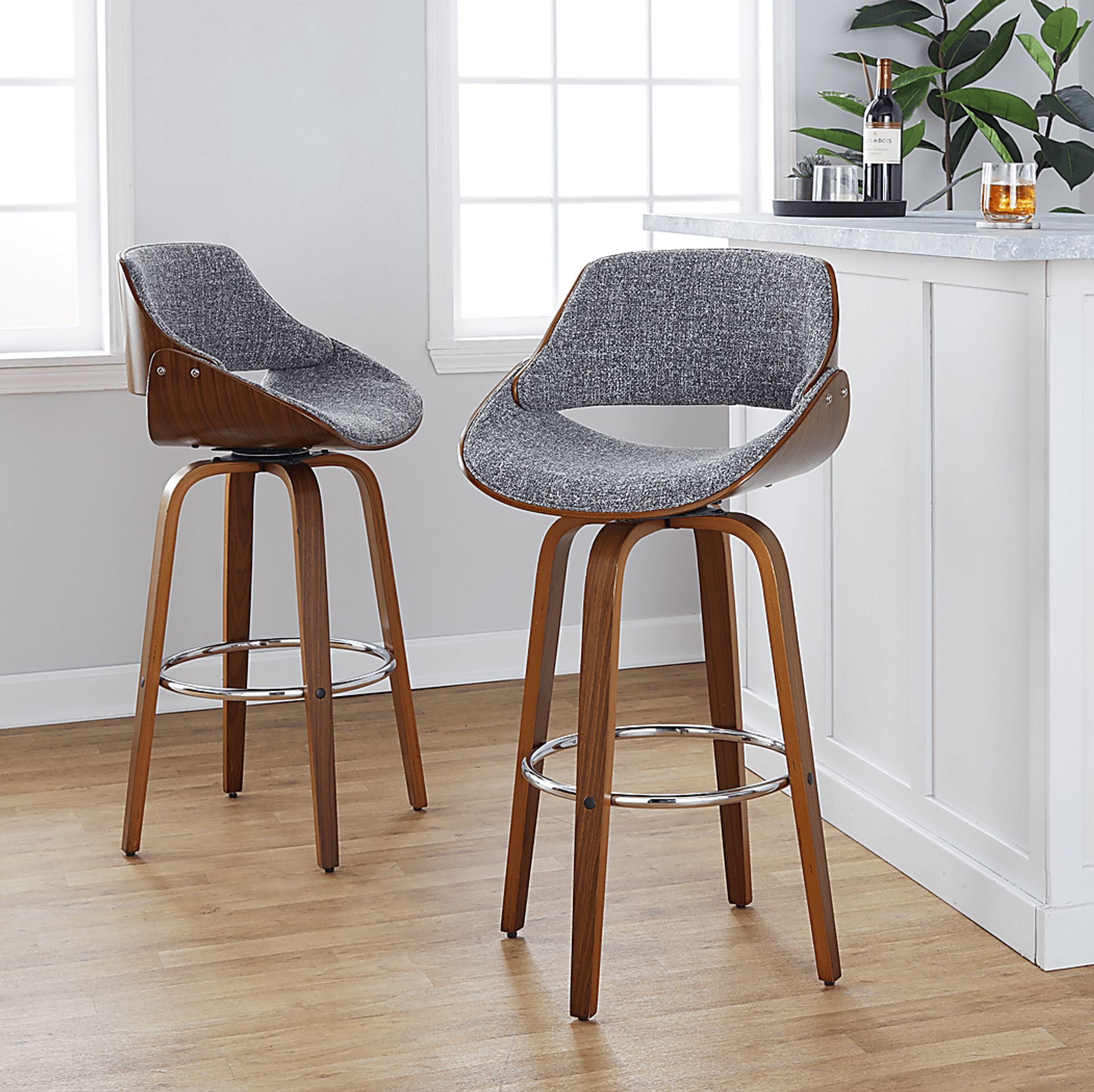 Torlina II Gray Swivel Barstool, Set of 2 - Image 2
