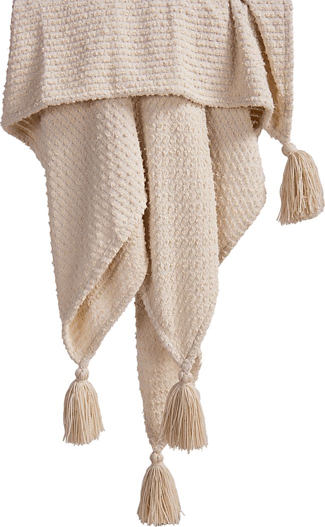 Tormi Cream Indoor/Outdoor Throw Blanket - Thumbnail 3