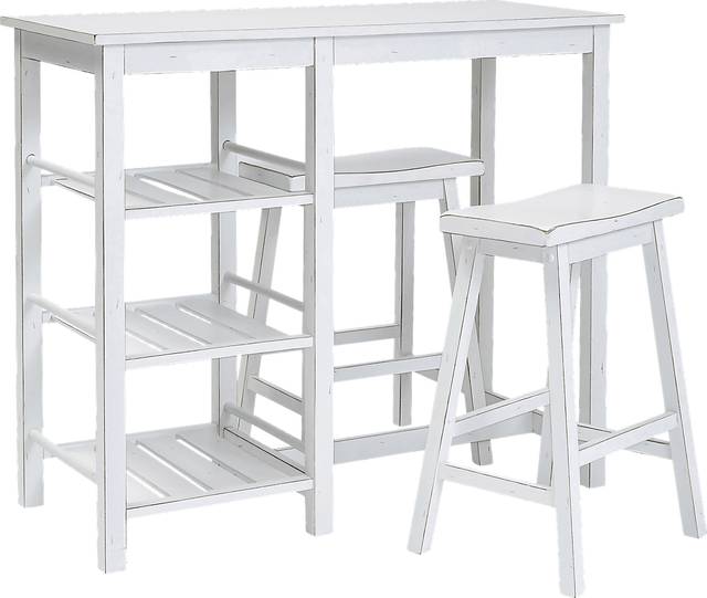 Torney White 3 Pc Counter Height Table Set - Thumbnail - Image 1