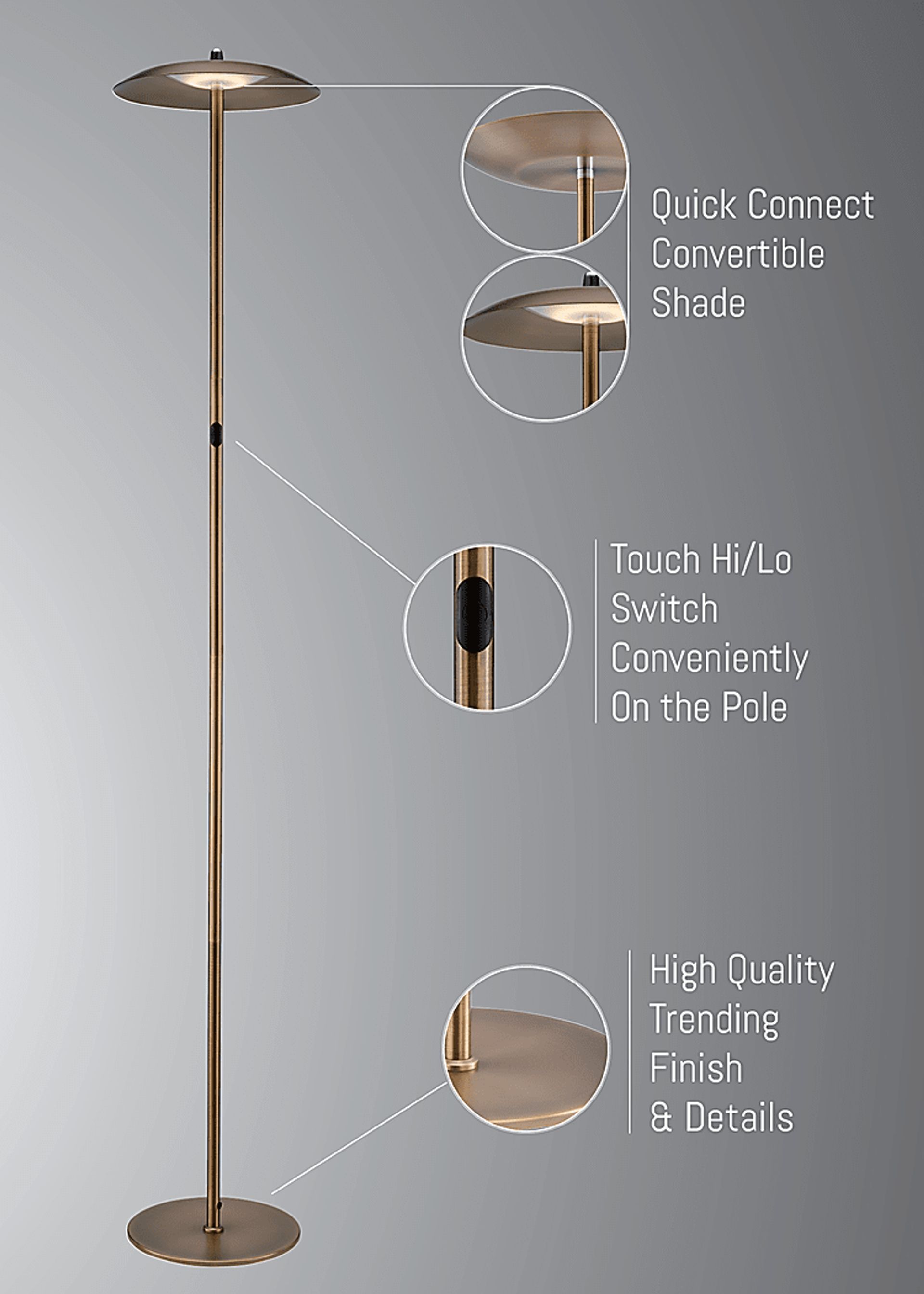 Toronto Way Brass Floor Lamp - Image 7