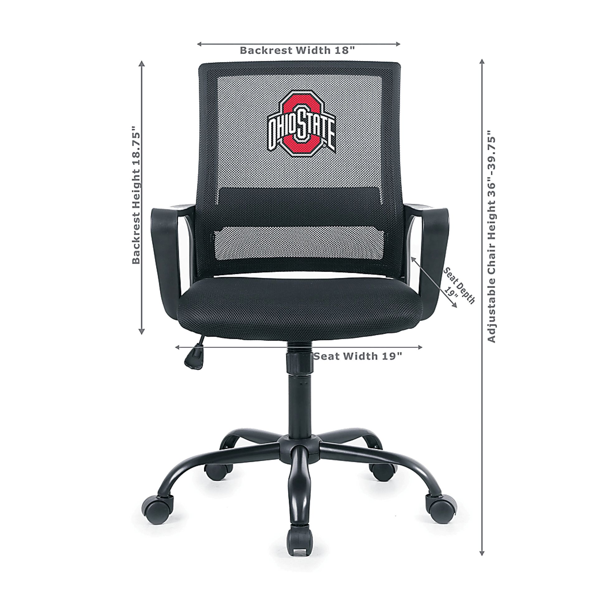 Tough Match NCAA Ohio State Black Desk Chair - Image 2