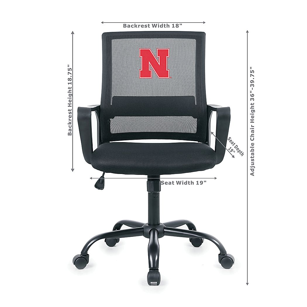 University of Nebraska Black Desk Chair - Thumbnail 3