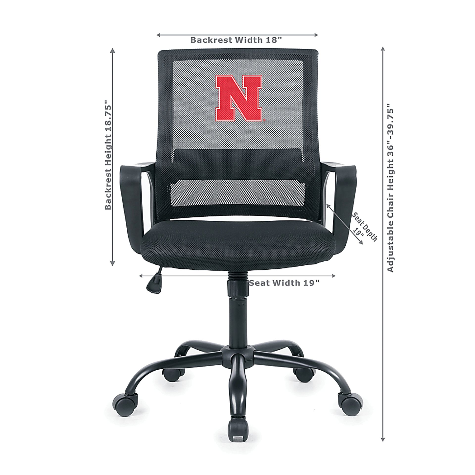 University of Nebraska Black Desk Chair - Image 2