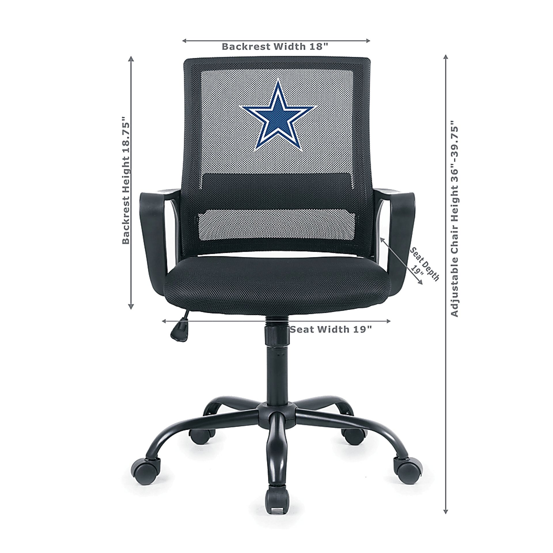 Tough Match NFL Dallas Cowboys Black Desk Chair - Image 5