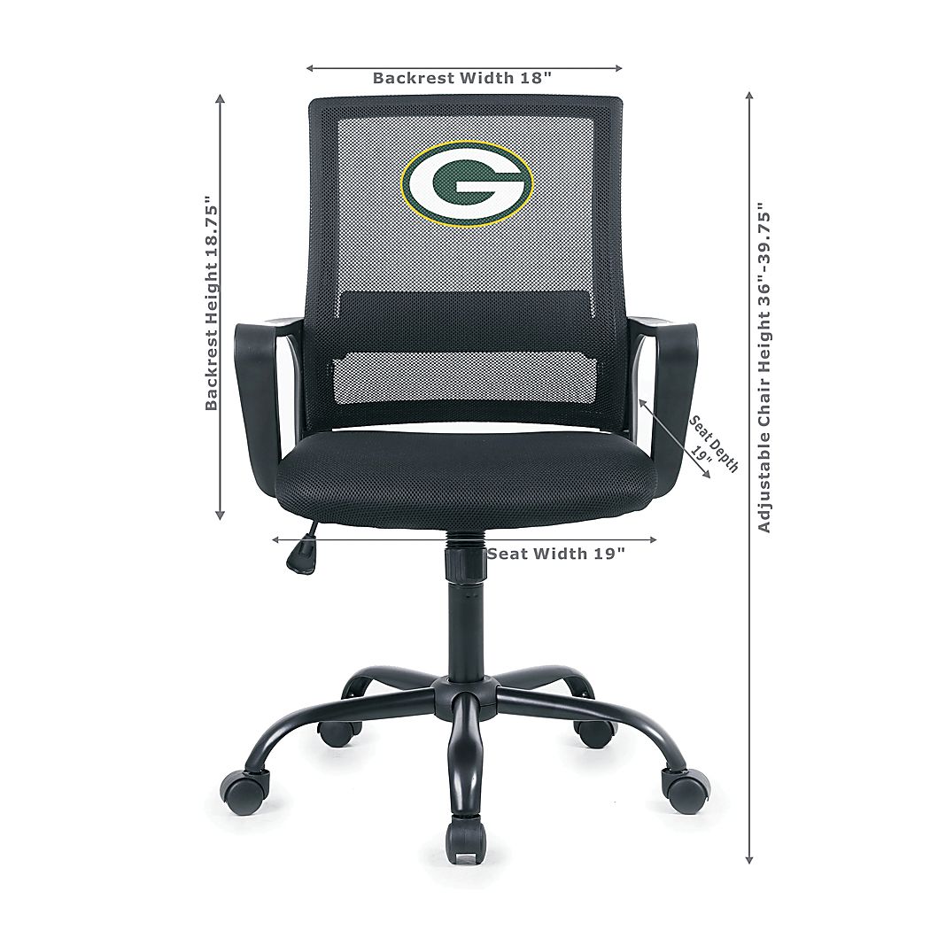 Green Bay Packers Black Desk Chair - Thumbnail 4