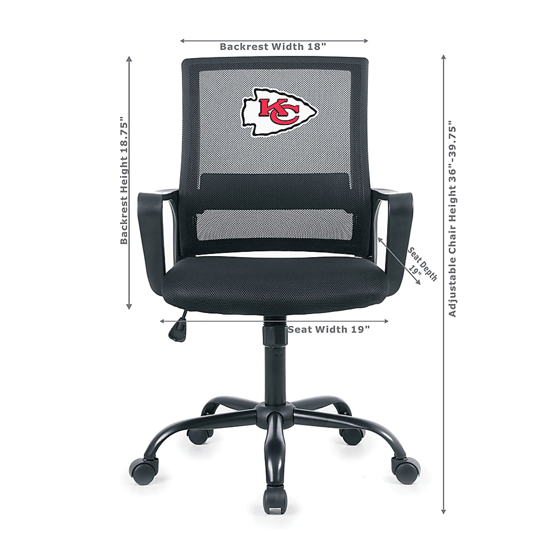 Tough Match NFL Kansas City Chiefs Black Desk Chair - Image 5