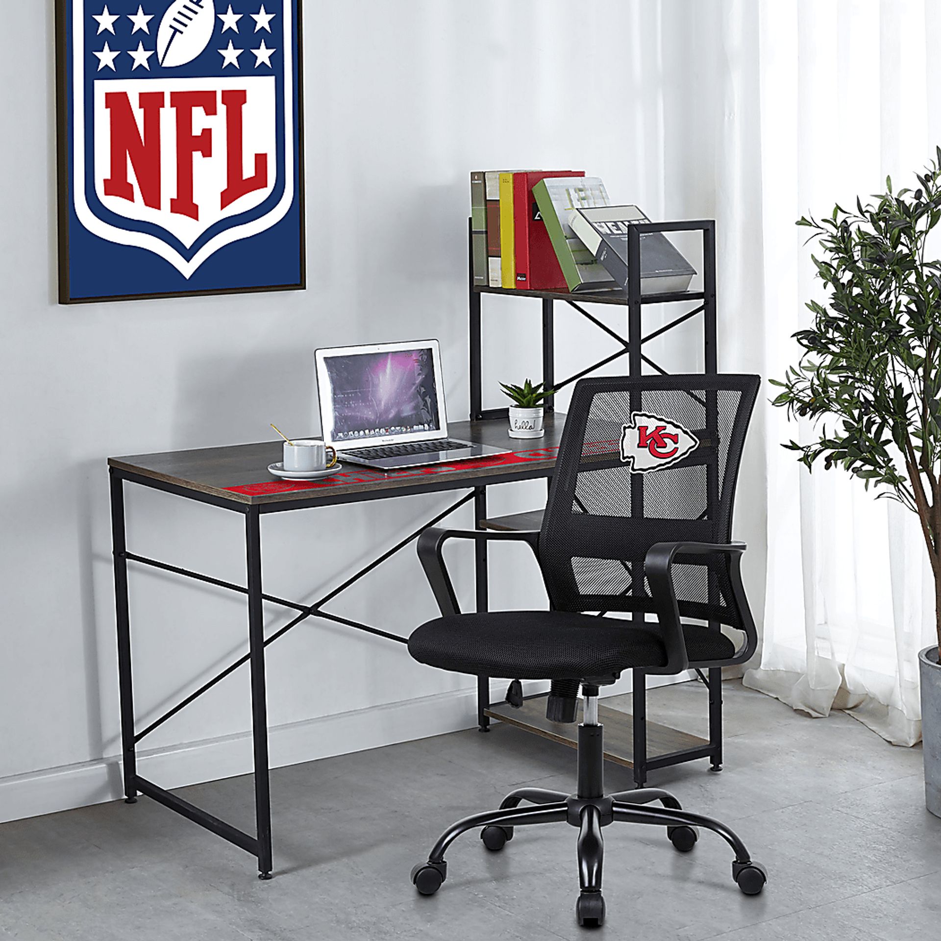 Tough Match NFL Kansas City Chiefs Black Desk Chair - Image 6