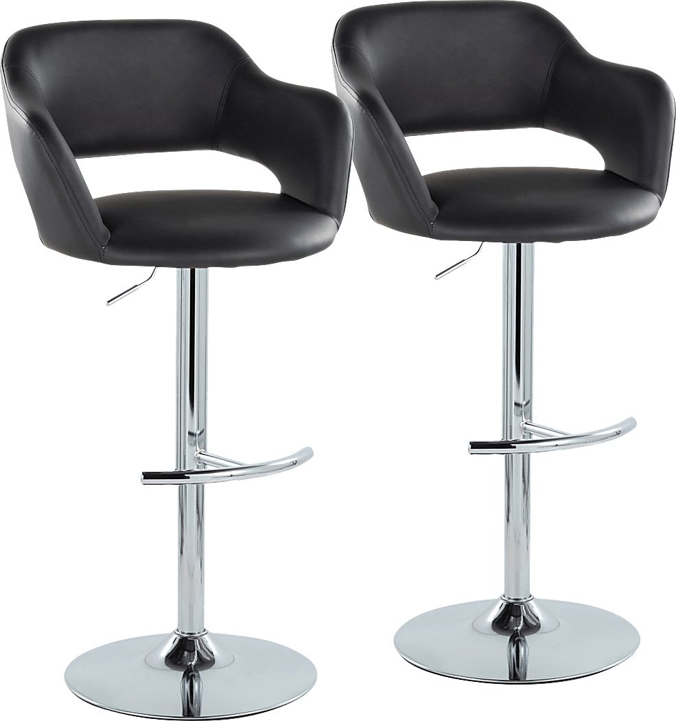 Toune Black Adjustable Swivel Barstool, Set of 2