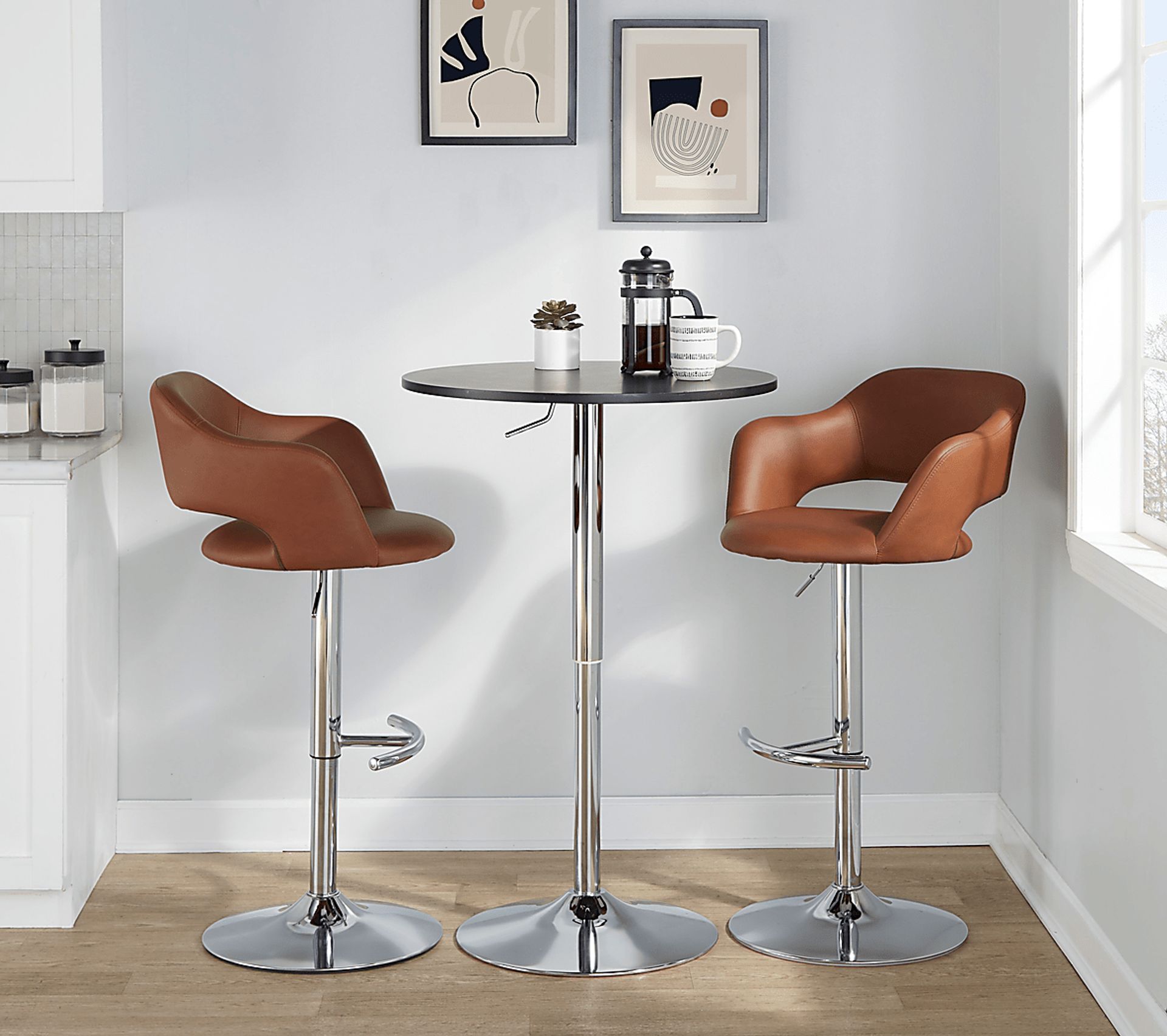 Toune Brown Adjustable Swivel Barstool, Set of 2 - Image 4