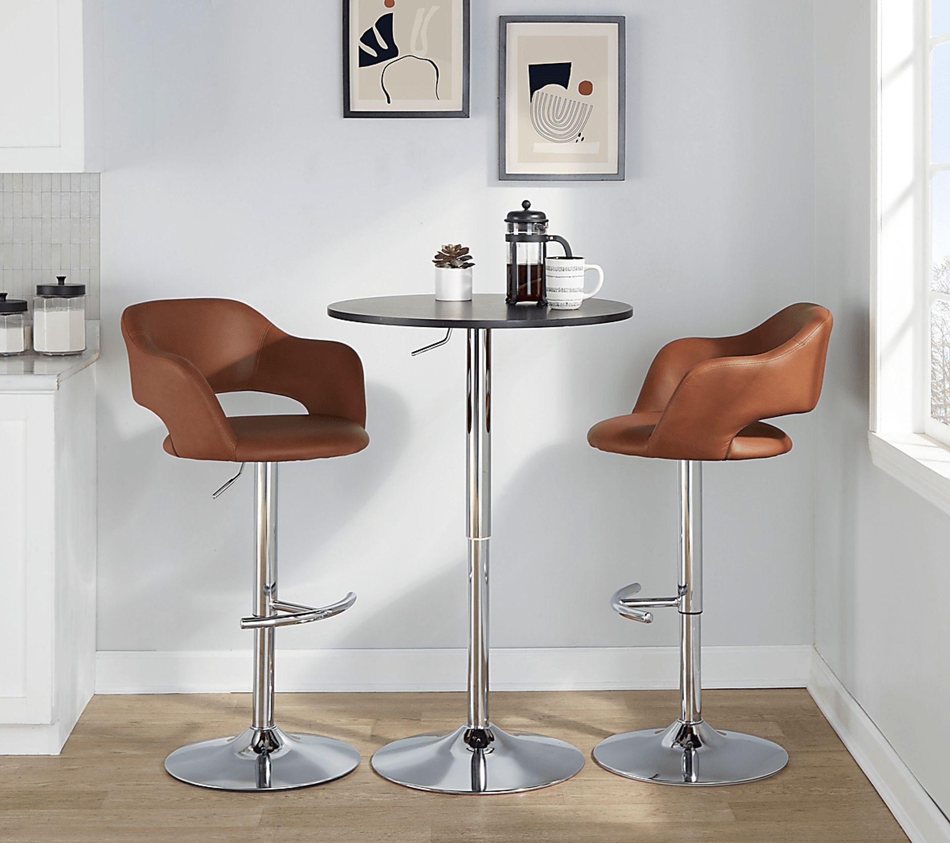 Toune Brown Adjustable Swivel Barstool, Set of 2 - Image 5