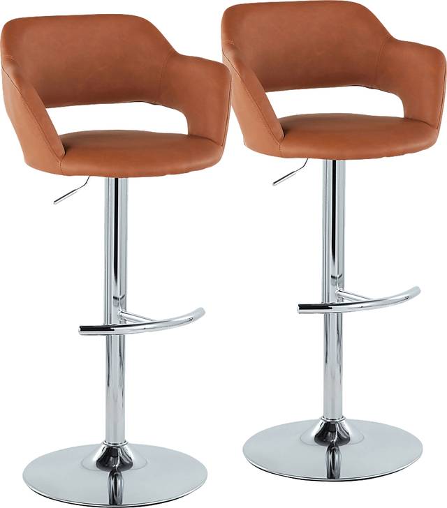 Toune Brown Adjustable Swivel Barstool, Set of 2 - Thumbnail - Image 1