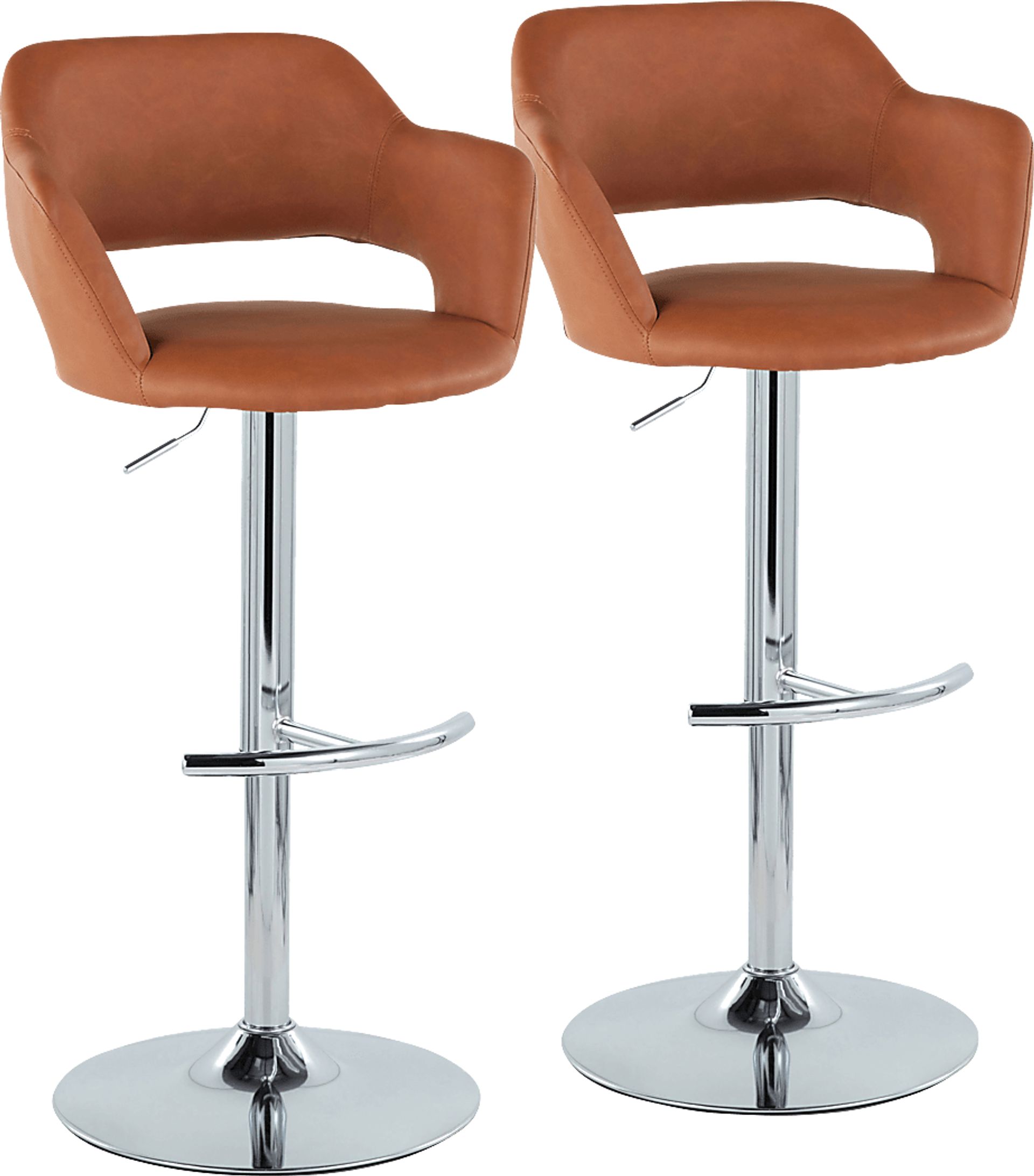 Toune Brown Adjustable Swivel Barstool, Set of 2 - Image 1