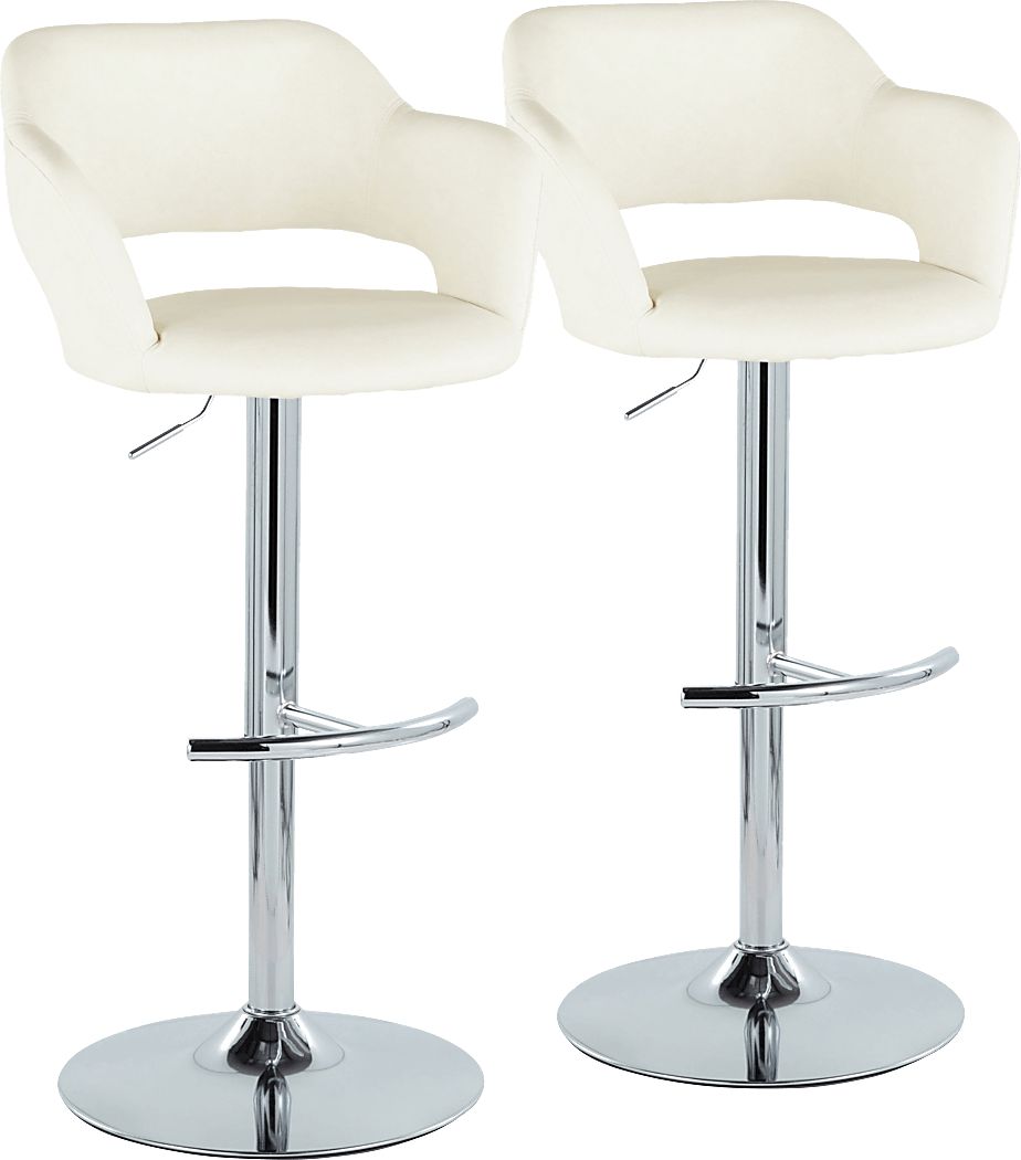 Toune Cream Adjustable Swivel Barstool, Set of 2
