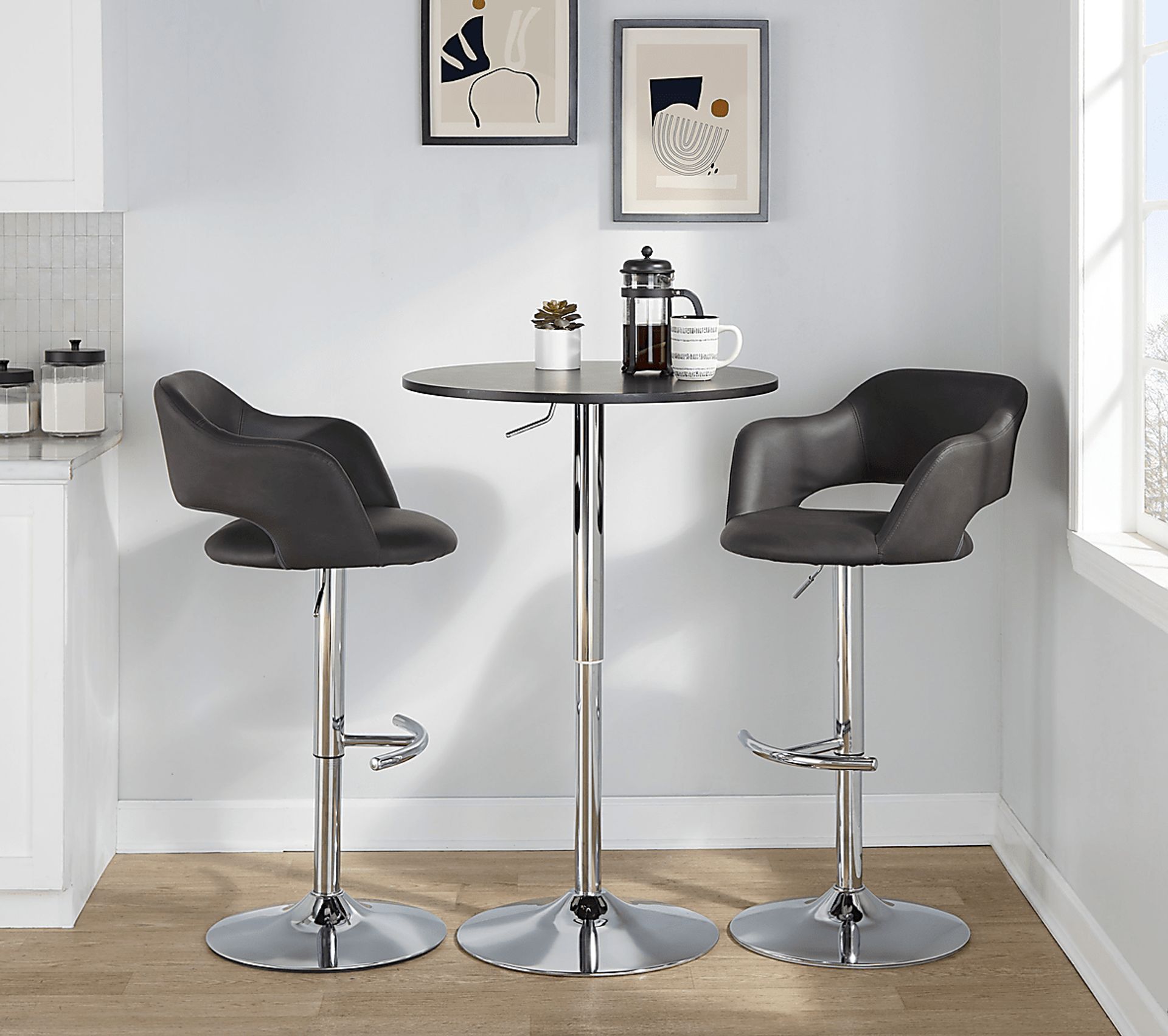Toune Gray Adjustable Swivel Barstool, Set of 2 - Image 4