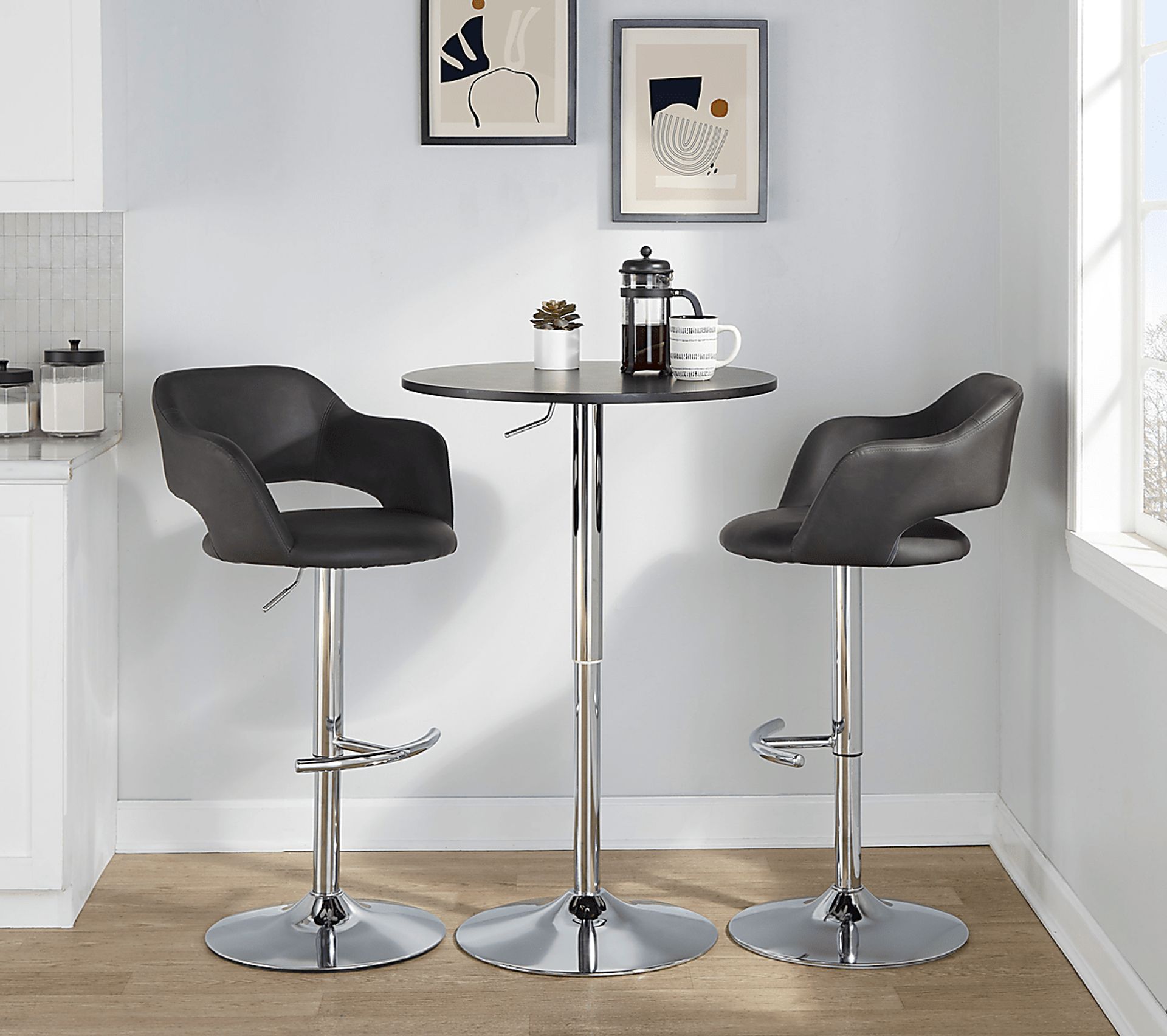 Toune Gray Adjustable Swivel Barstool, Set of 2 - Image 5