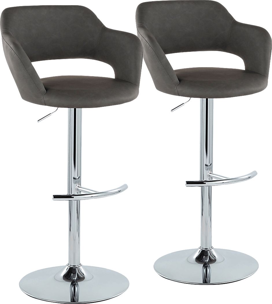 Toune Gray Adjustable Swivel Barstool, Set of 2