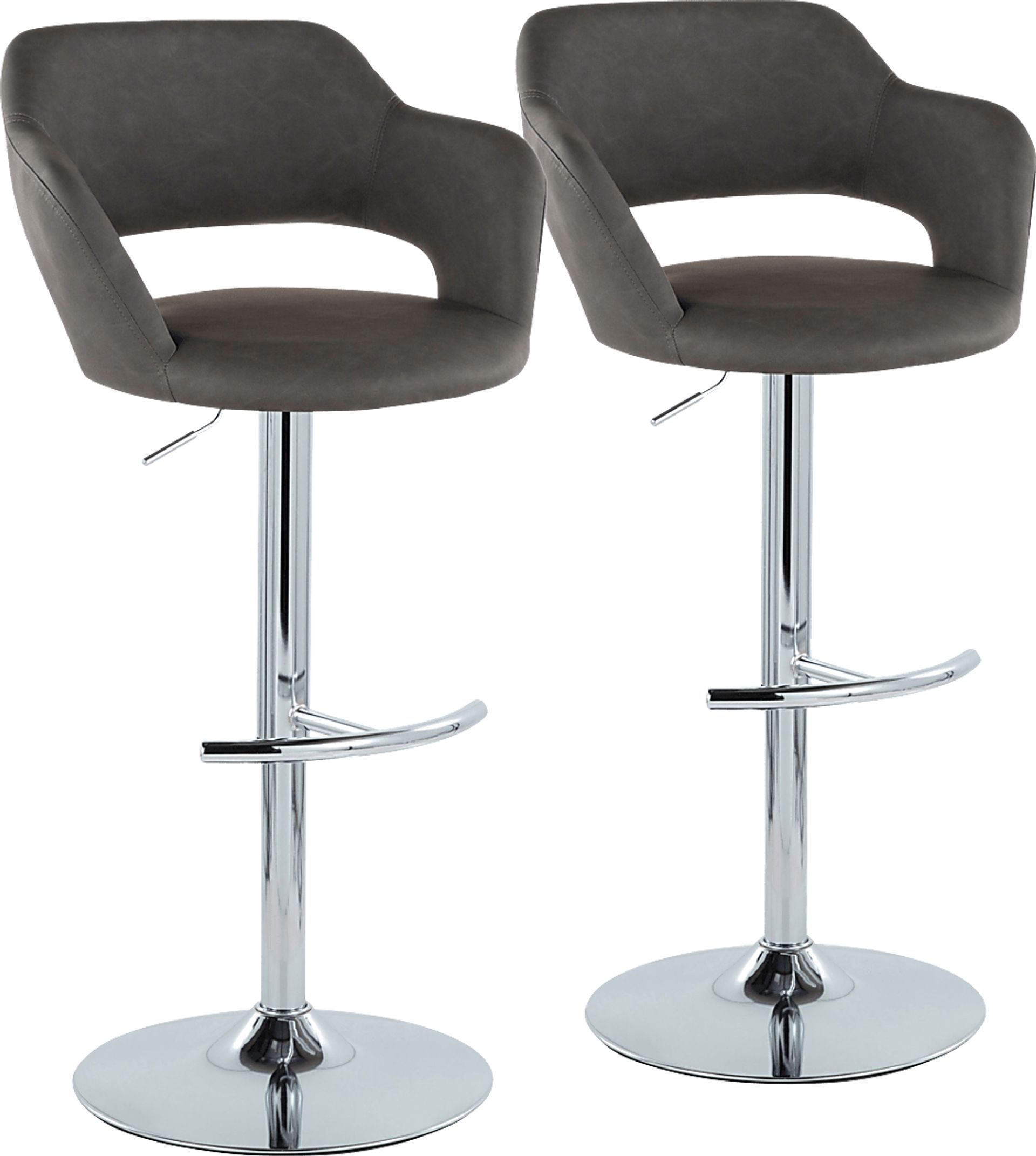 Toune Gray Adjustable Swivel Barstool, Set of 2 - Image 1