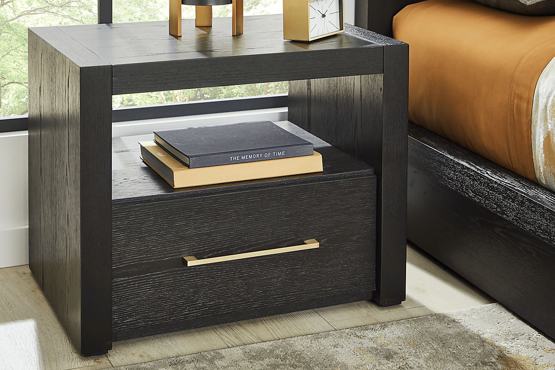Townbrook Ebony 7 Pc Bedroom with York Mills White Upholstered King Bed - Image 10