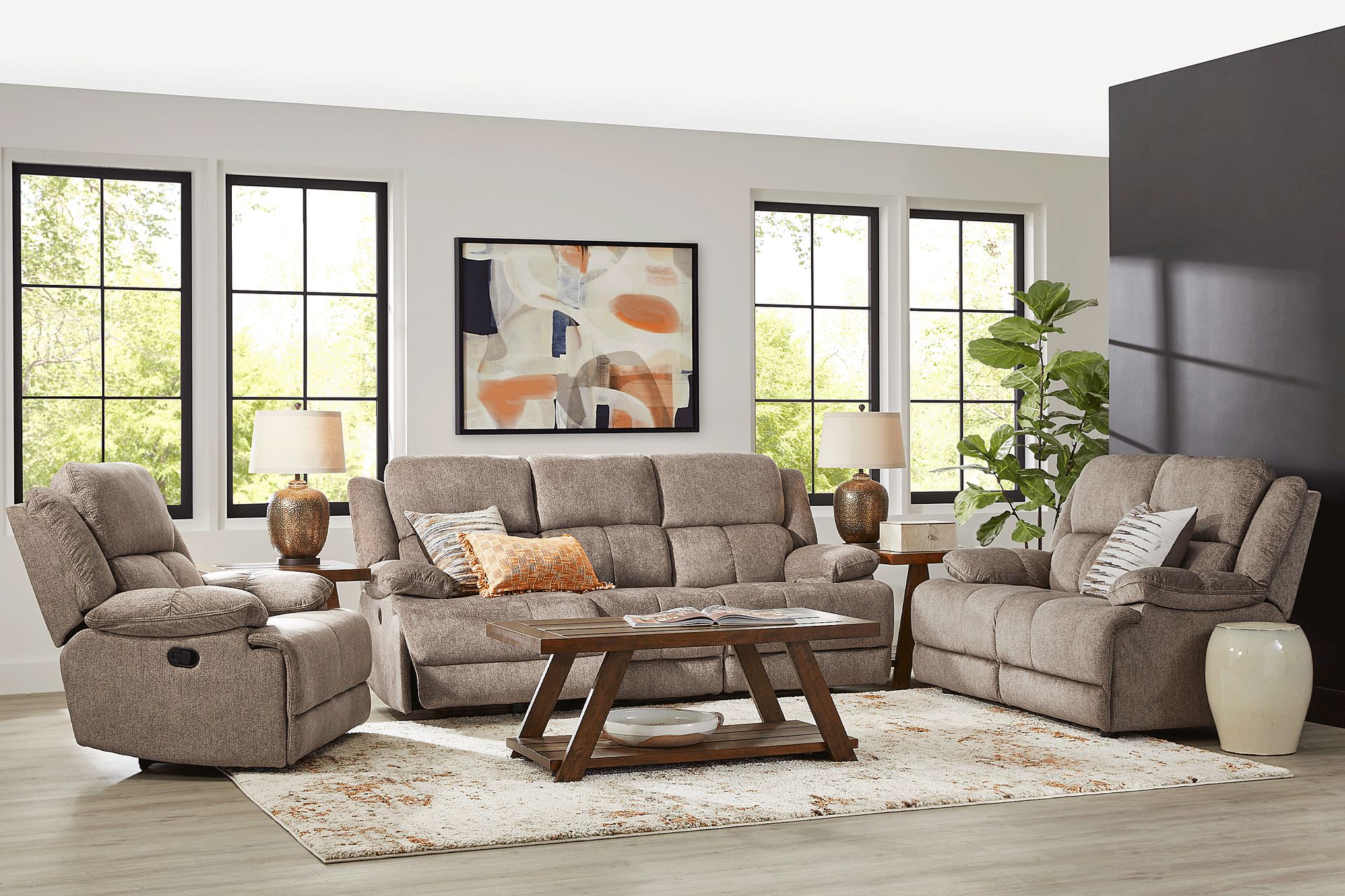 Townsend Brown 5 Pc Living Room with Reclining Sofa - Image 1