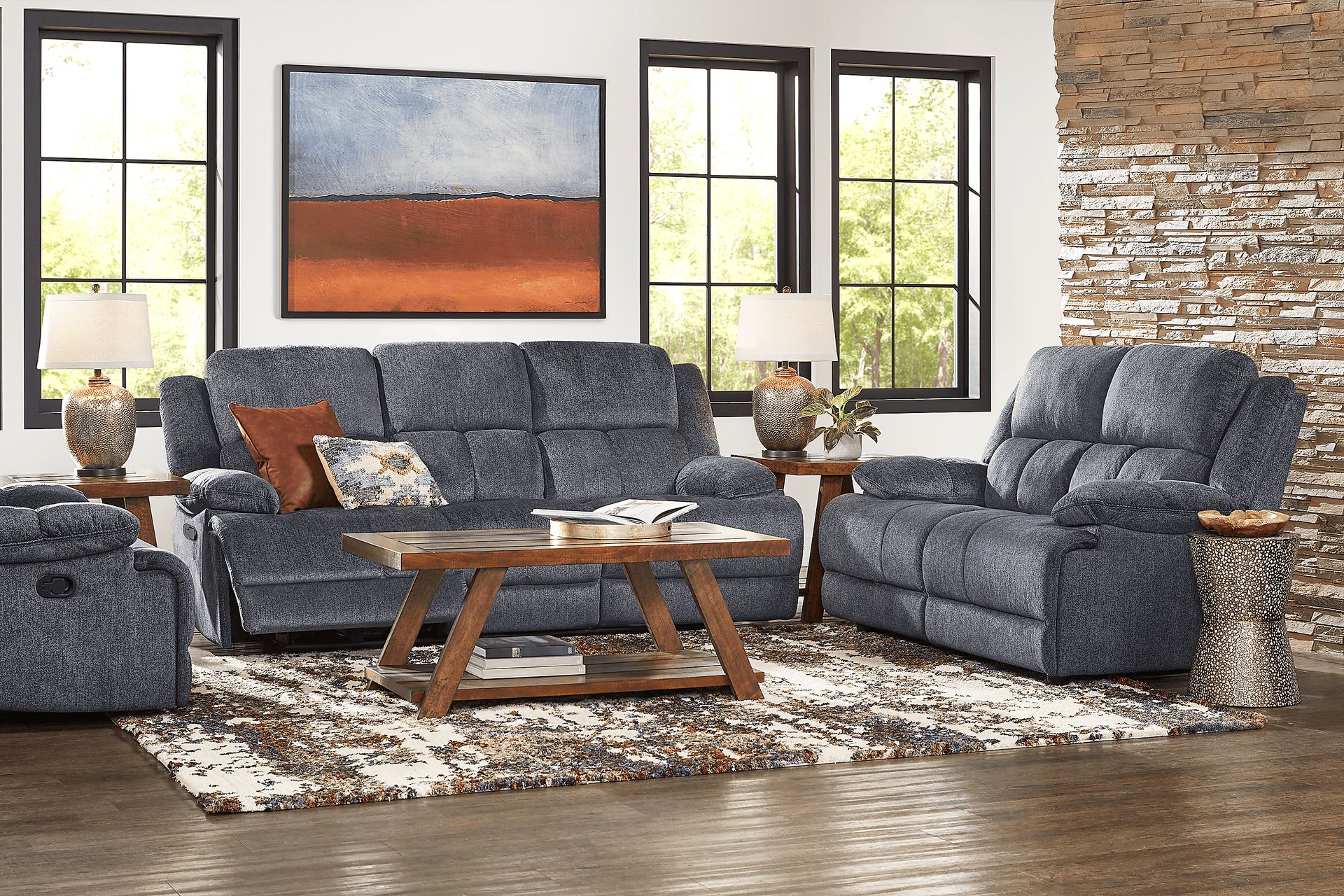 Townsend Gray 2 Pc Living Room with Reclining Sofa - Image 1